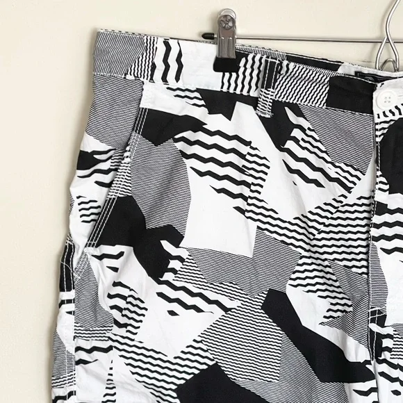 American Rag Poplin Geometric Camo Black White Lightweight Shorts Men’s 38 Slim - Picture 4 of 13